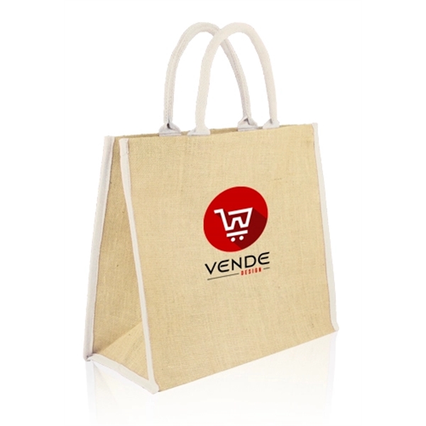 100% natural Fresno eco-friendly jute tote bags with 16.5" carrying handles... from ASI 39552 BEL Promo