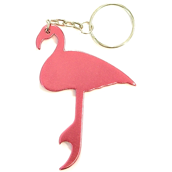 Flamingo shaped aluminum bottle opener with key chain.... from ASI 74585 Nu Promo International / Nu Promo Line