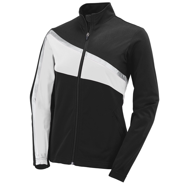 Heavyweight polyester tricot jacket designed with contrast color / metallic silver... from ASI 37461 Augusta Sportswear