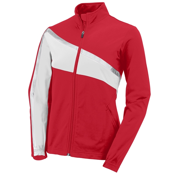 Heavyweight polyester tricot jacket designed with contrast color / metallic silver... from ASI 37461 Augusta Sportswear