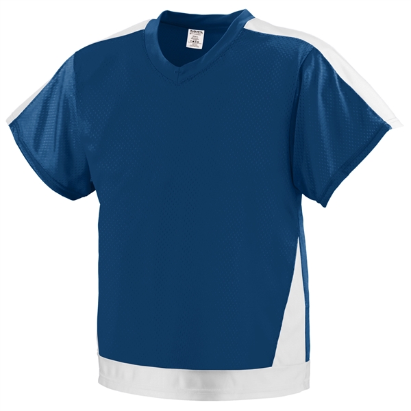 Youth jersey with a collegiate cut and contrast color shoulder and... from ASI 37461 Augusta Sportswear