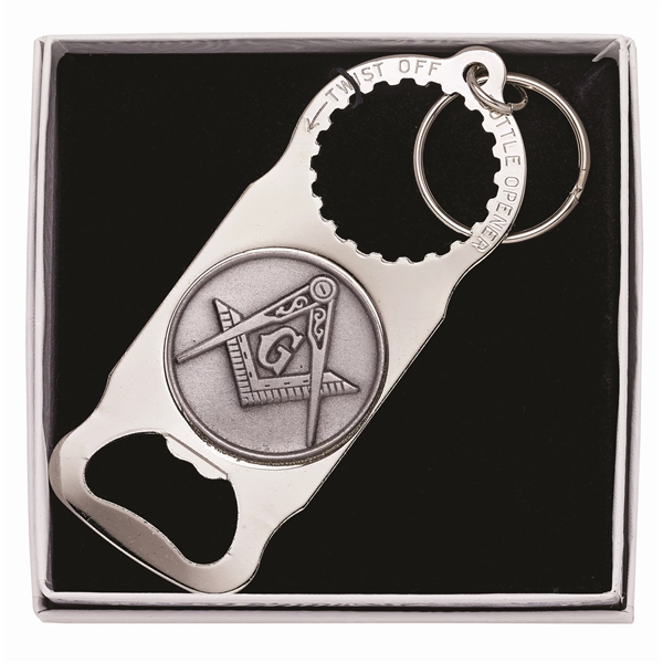 Silver finish twist bottle opener key tag with custom emblem.... from ASI 68760 Marken Industries / Marken