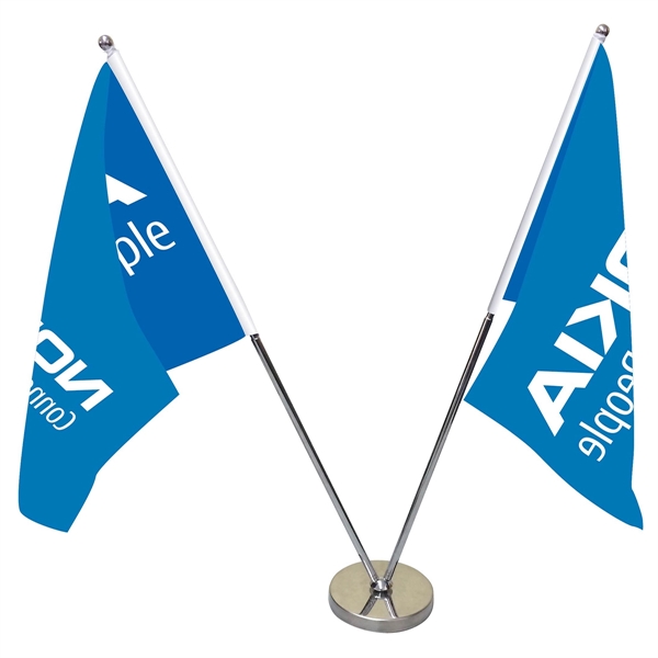 11-19.7" Metal Telescopic Flagpole with 2 Double Sided Flags... from ASI 80228 Quinn