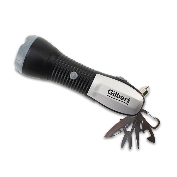 7 1/8" x 2 1/4" x 2 1/4" multi-tool with flashlight,... from ASI 63776 KTI Networks Inc / KTI Promo