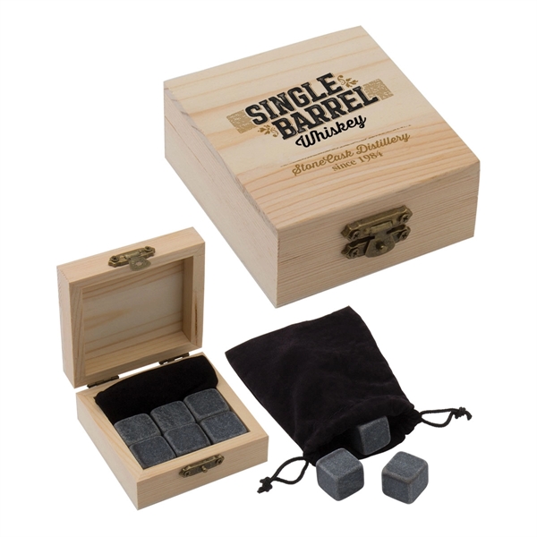 Basalt whiskey cube set with six cubes inside a customized decorative... from ASI 62190 Illini