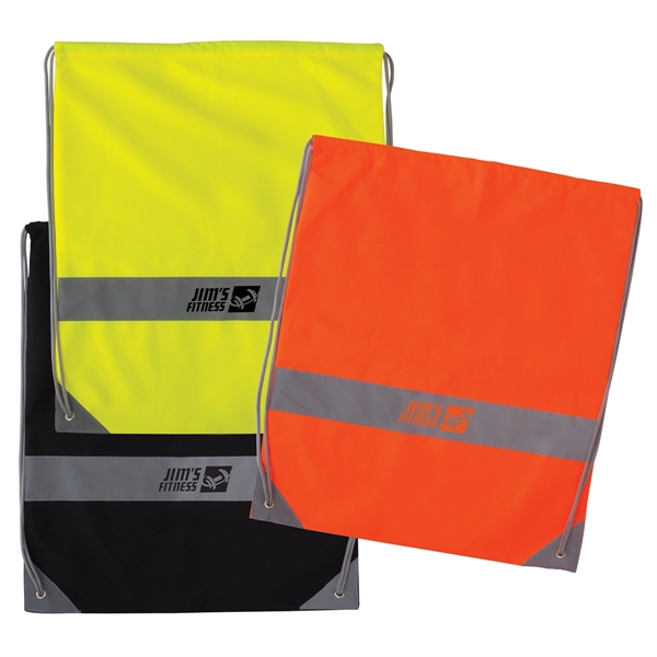 14" x 17" drawstring tote bag with 2" wide reflective strip... from ASI 62190 Illini