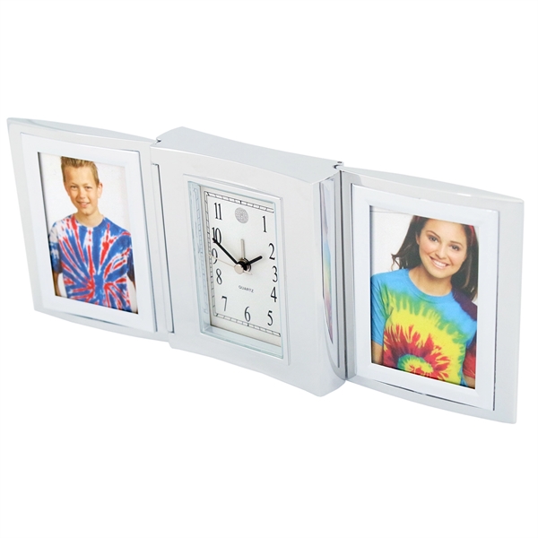 Silver tri-fold alarm clock, with double frame for 1 1/2" x... from ASI 73010 Natico Originals Inc / Natico Originals