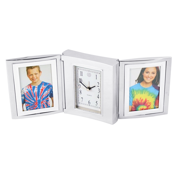 Silver tri-fold alarm clock, with double frame for 1 1/2" x... from ASI 73010 Natico Originals Inc / Natico Originals
