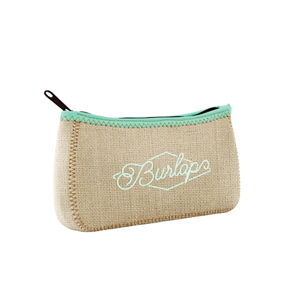 Burlap/High-Quality Neoprene pouch with a zipper closure, gusset, colored stitching and... from ASI 74710 Numo