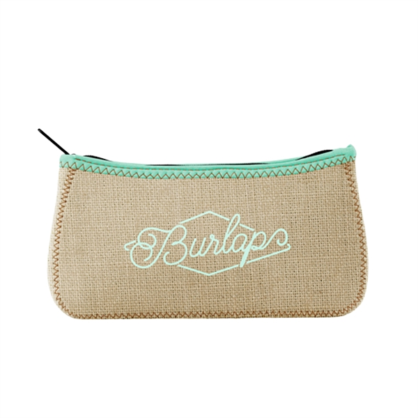 Burlap/High-Quality Neoprene pouch with a zipper closure, gusset, colored stitching and... from ASI 74710 Numo