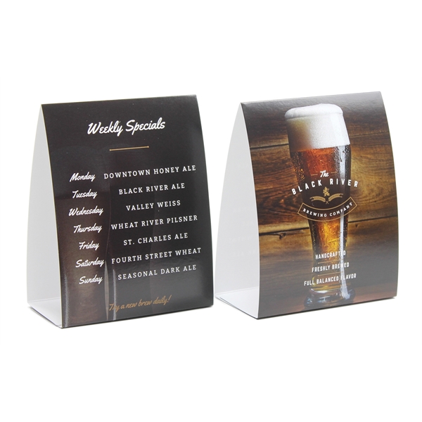 4 1/4"w x 5 1/2"h Vertical Table Tent made in USA... from ASI 95280 Warwick Publishing Co / Warwick