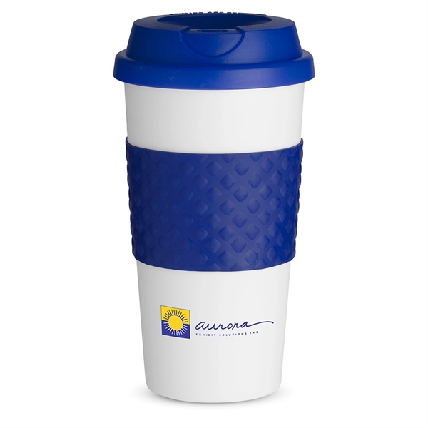 16 oz. BPA free white coffee cup with double-wall insulation, silicone... from ASI 88060 Snugz/USA Inc / Sweda®