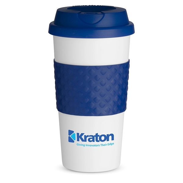 16 oz. BPA free white coffee cup with double-wall insulation, silicone... from ASI 88060 Snugz/USA Inc / Sweda®