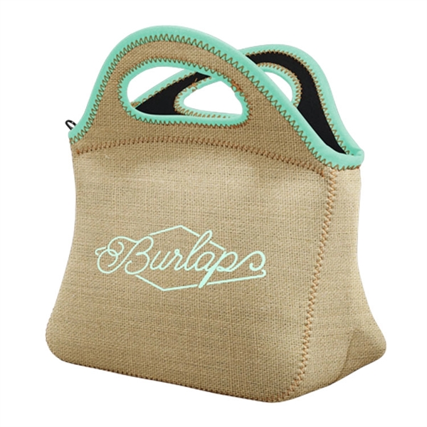 Burlap/High-Quality Neoprene (Wetsuit Material) Two-handled lunch bag w/zipper closure & colored... from ASI 74710 Numo / NUMO