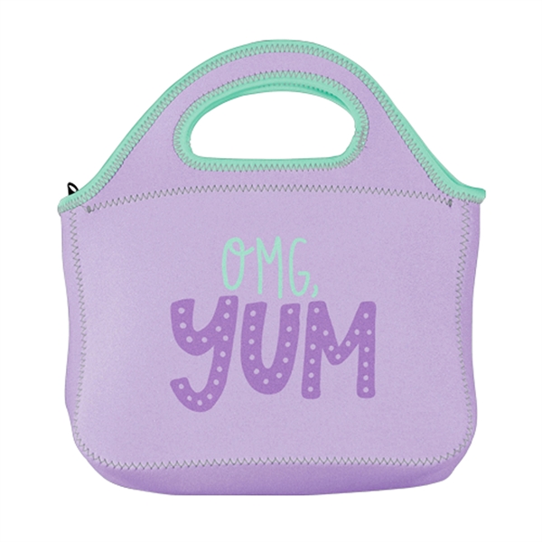 Neoprene Two-handled lunch bag w/zipper closure & colored stitching & bias... from ASI 74710 Numo / NUMO