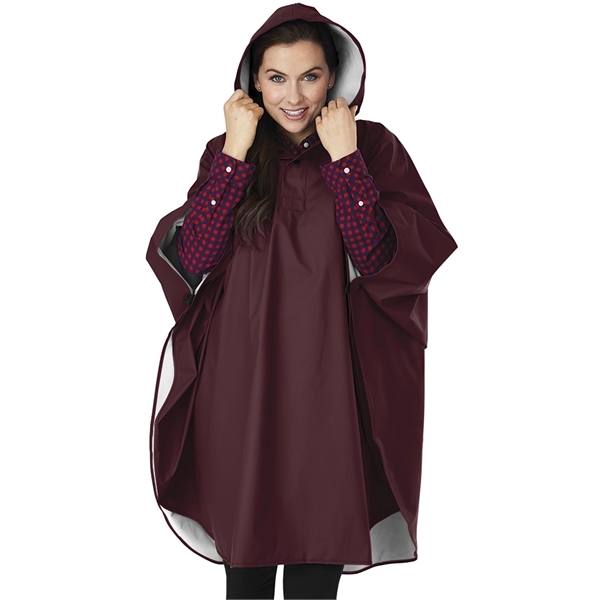 Wind and waterproof rain poncho made of polyurethane that features a... from ASI 44620 Charles River Apparel