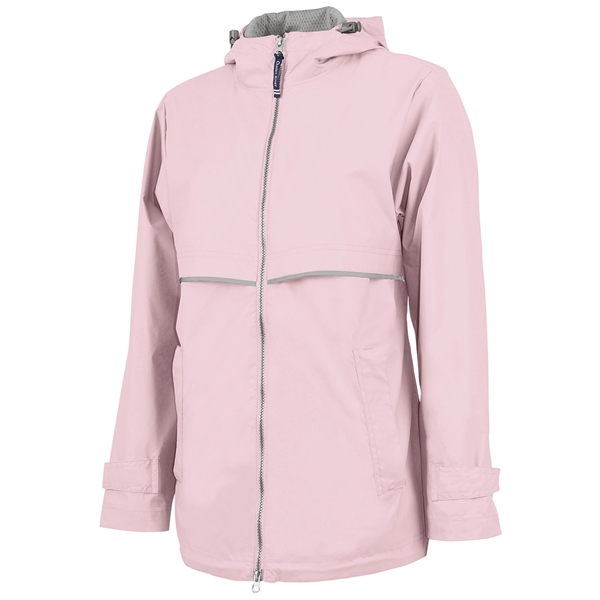 Women's wind and waterproof rain jacket with hood and 2-way zipper.... from ASI 44620 Charles River Apparel