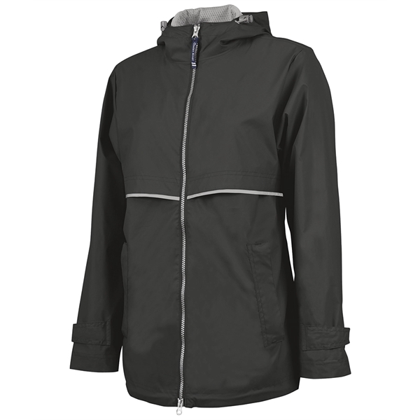 Women's wind and waterproof rain jacket with hood and 2-way zipper.... from ASI 44620 Charles River Apparel