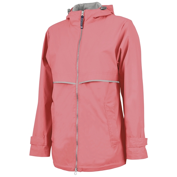 Women's wind and waterproof rain jacket with hood and 2-way zipper.... from ASI 44620 Charles River Apparel
