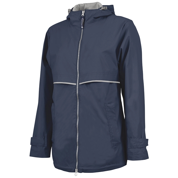Women's wind and waterproof rain jacket with hood and 2-way zipper.... from ASI 44620 Charles River Apparel