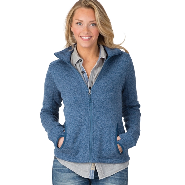 Women's 100% polyester sweater, heathered fleece jacket with stand-up collar and... from ASI 44620 Charles River Apparel