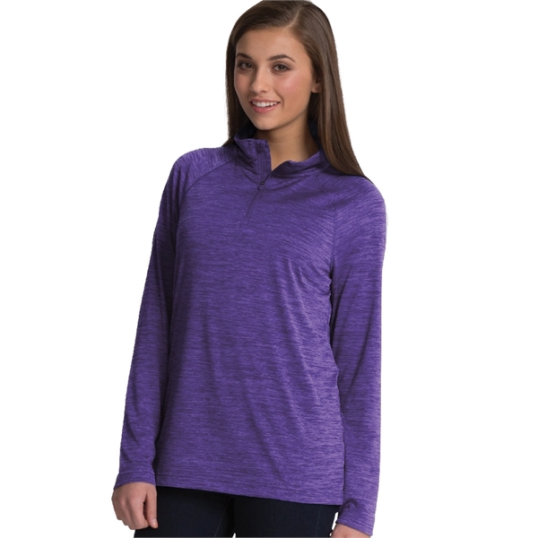 Woman's quarter-zip performance pullover sweater made from 100% polyester jersey.... from ASI 44620 Charles River Apparel
