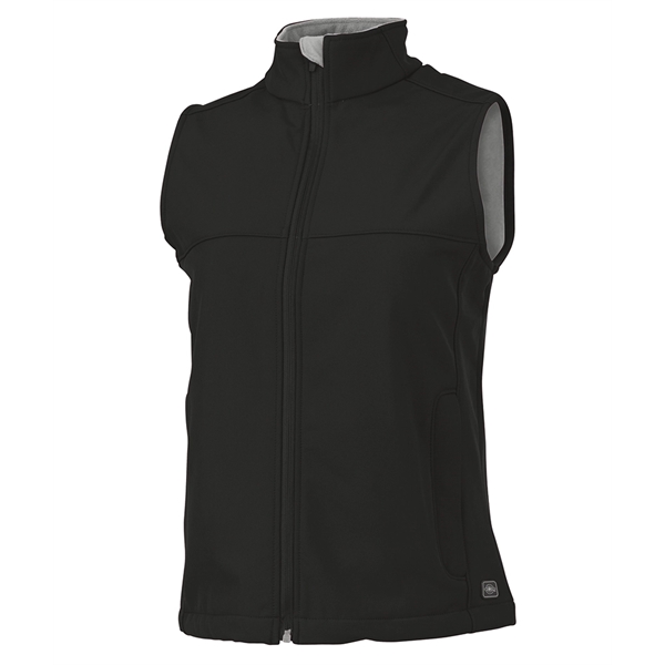 Women's water and wind resistant soft shell vest with stand-up collar.... from ASI 44620 Charles River Apparel