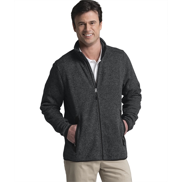 Men's 100% polyester heathered fleece jacket with stand up collar and... from ASI 44620 Charles River Apparel