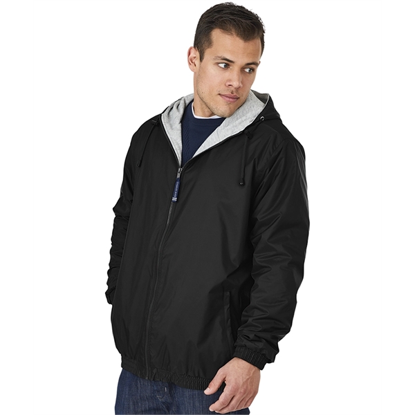 Hooded nylon jacket with drawstring that's wind and water-resistant and available... from ASI 44620 Charles River Apparel