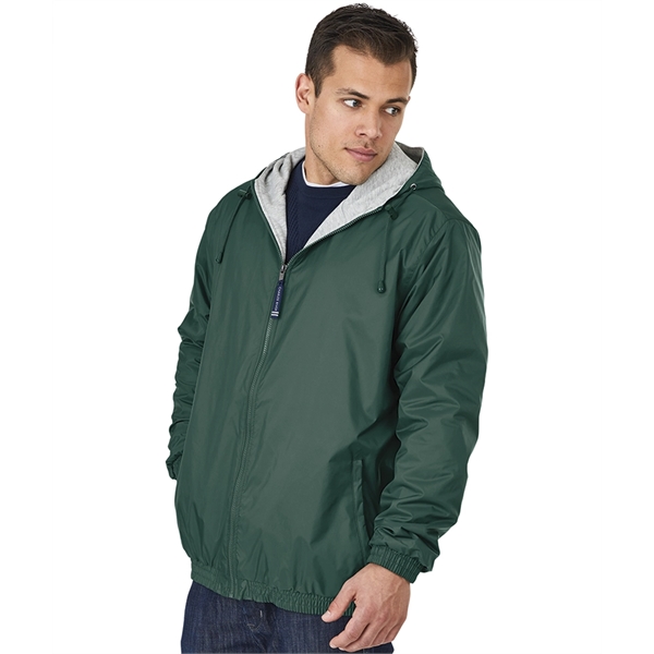 Hooded nylon jacket with drawstring that's wind and water-resistant and available... from ASI 44620 Charles River Apparel