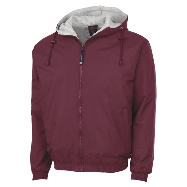 Hooded nylon jacket with drawstring that's wind and water-resistant and available... from ASI 44620 Charles River Apparel