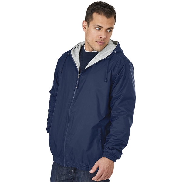 Hooded nylon jacket with drawstring that's wind and water-resistant and available... from ASI 44620 Charles River Apparel