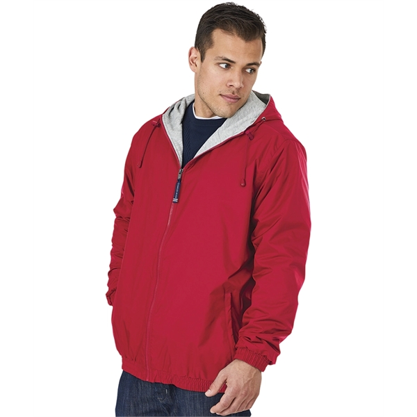 Hooded nylon jacket with drawstring that's wind and water-resistant and available... from ASI 44620 Charles River Apparel