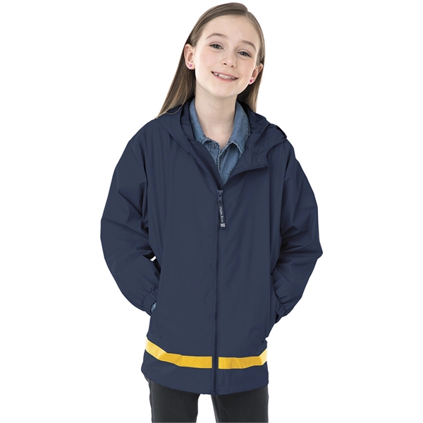 Youth rain jacket with mesh for air-flow circulation and heat sealed... from ASI 44620 Charles River Apparel