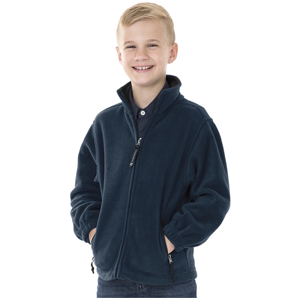 Youth fleece unlined jacket with elasticized cuffs and an open hem.... from ASI 44620 Charles River Apparel