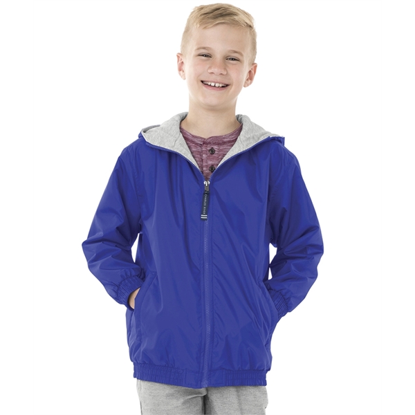 Youth wind and water-resistant River Tec™ nylon jacket with hood and... from ASI 44620 Charles River Apparel