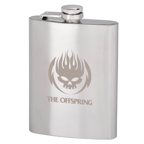 8 oz. brushed stainless steel hip flask with a hinged screw-on... from ASI 57655 STOPNGO Line