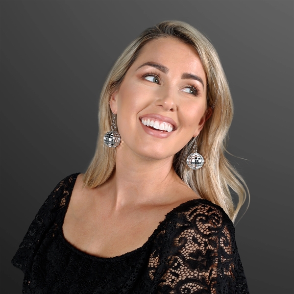 Silver Disco Ball Pierced Earrings, Sold per Pair (Non-Light Up) -... from ASI 34194 ALightPromos / Alight Promotional Products