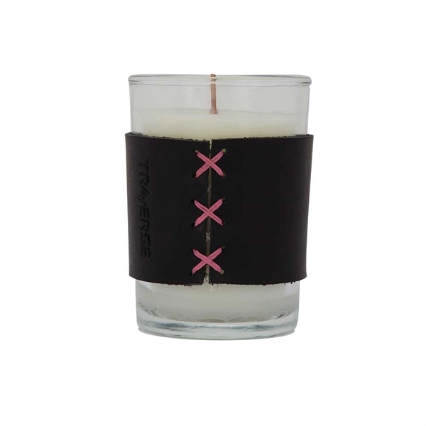 8 oz. scented candle with a wood wick and leather sleeve.... from ASI 88060 Snugz/USA Inc / SnugZ USA®