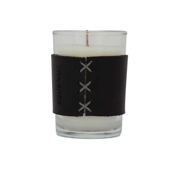 8 oz. scented candle with a wood wick and leather sleeve.... from ASI 88060 Snugz/USA Inc / SnugZ USA®