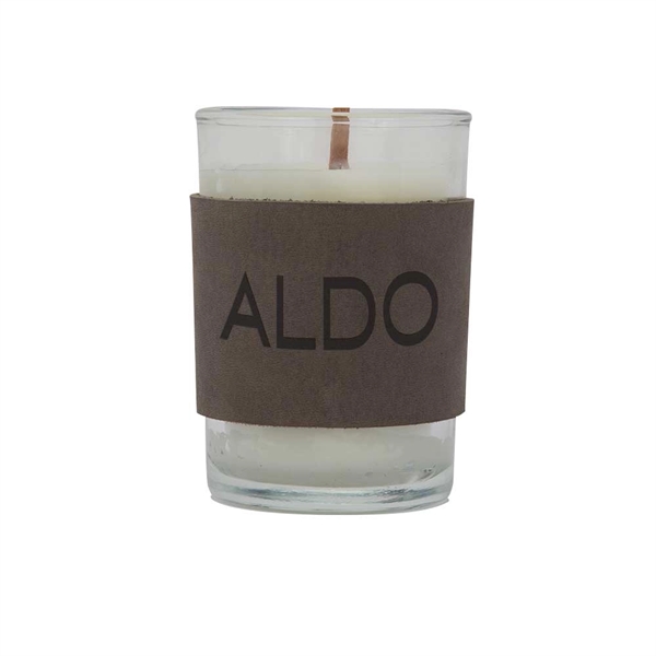 8 oz. scented candle with a wood wick and leather sleeve.... from ASI 88060 Snugz/USA Inc / SnugZ USA®