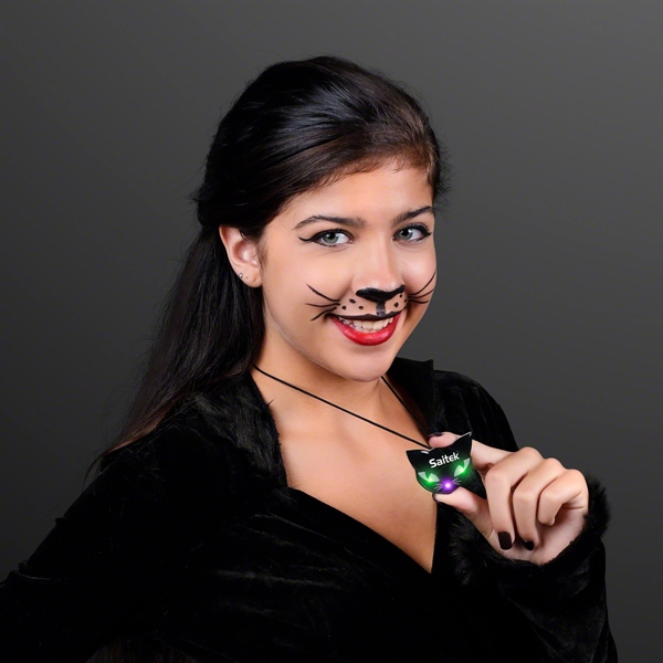 Blank or imprinted. Spooky Cat Eyes Necklace, LED Halloween Jewelry... from ASI 34194 ALightPromos / Alight Promotional Products
