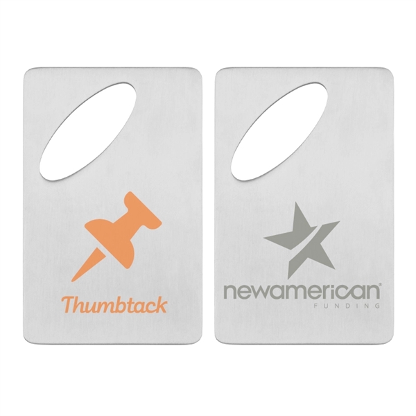 Credit card shaped bottle opener made of stainless steel with a... from ASI 57655 STOPNGO Line