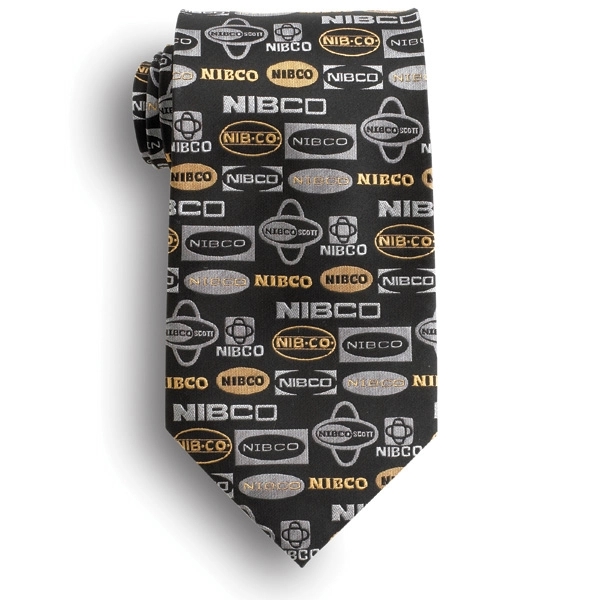 Custom woven silk logo neck ties. Complimentary virtual proof, preproduction sample... from ASI 98085 Wolfmark