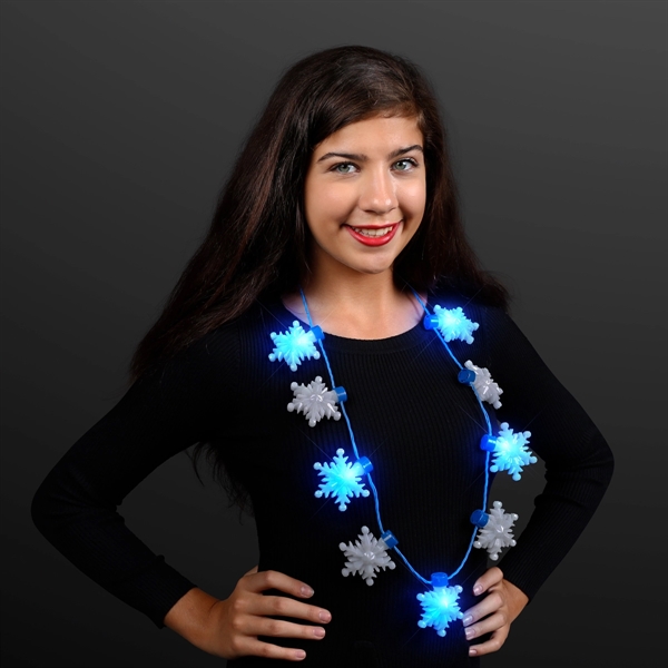 LED Snowflakes String Lights Necklace has 9 Textured Snowflakes. 40" Long,... from ASI 34194 ALightPromos / Alight Promotional Products