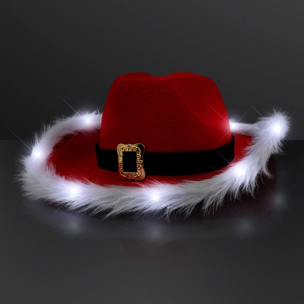 Cowboy Santa Claus Christmas Hat, White Light Fur Trim; Blank Pricing... from ASI 34194 ALightPromos / Alight Promotional Products