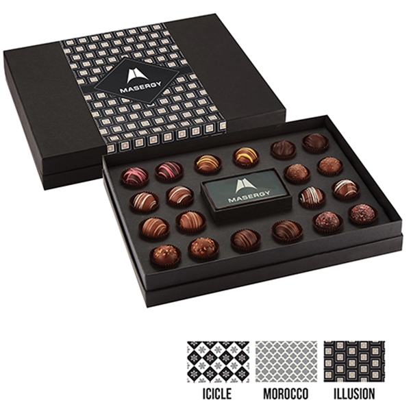 20-piece decadent truffle box that includes one custom chocolate bar and... from ASI 71685 Midnite Snax®