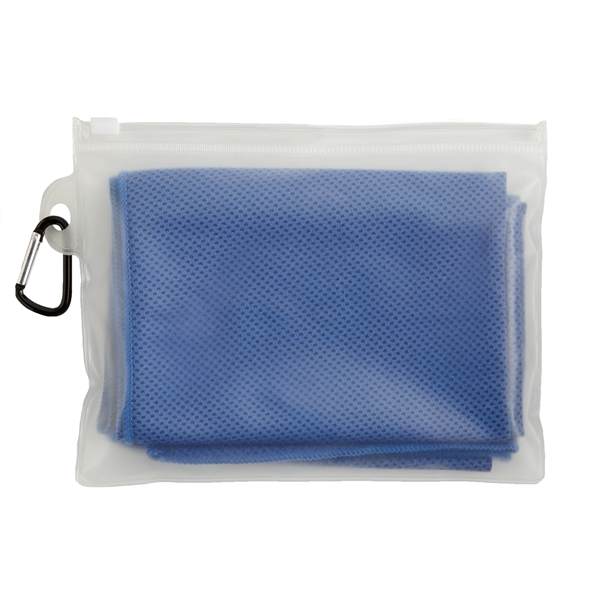 Lightweight, breathable cooling towel with mesh-like construction in a PVC pouch... from ASI 52840 Evans Manufacturing