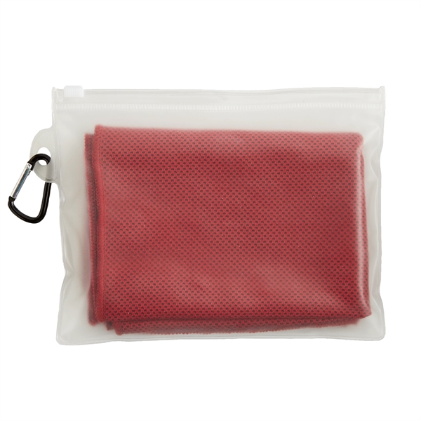 Lightweight, breathable cooling towel with mesh-like construction in a PVC pouch... from ASI 52840 Evans Manufacturing