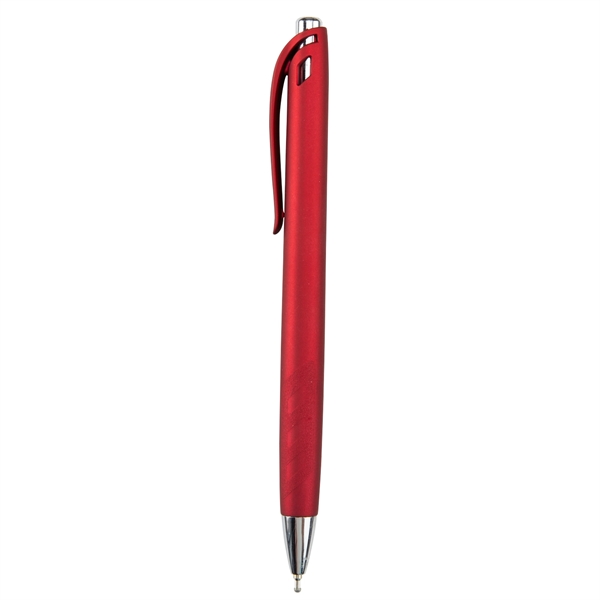 Plunger-action ballpoint pen with soft barrel, matte metallic finish and black... from ASI 52840 Evans Manufacturing